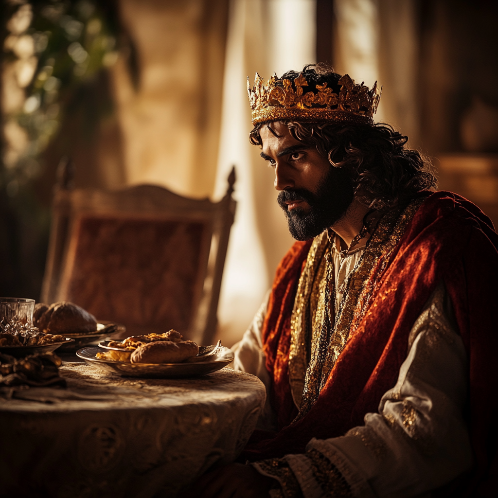 A Scene with Jesus at Dining Table Waiting