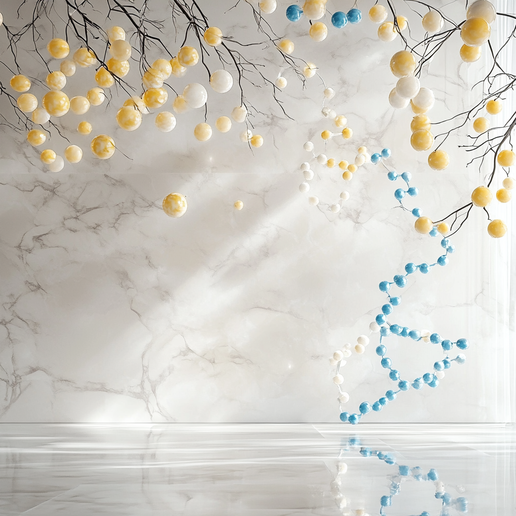 A Serene Room with DNA Cells and Cherry Branch