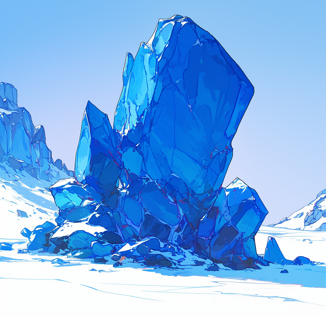 A Sharp Blue Rock in Snowy Mountains