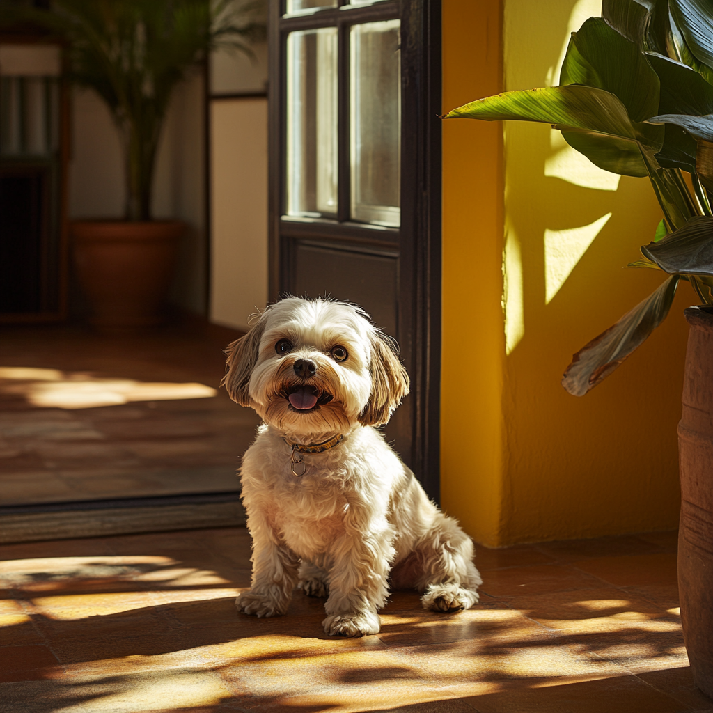 A Shih Tzu in Heroic Pose at Home