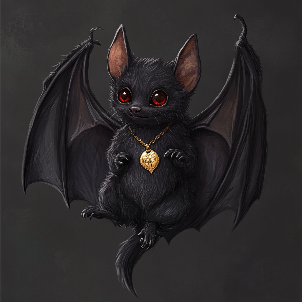 A Shiny Black Bat with Red Eye-Fantasy Art