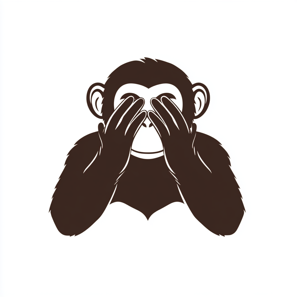 A Silly Monkey Hides Eyes, Smiling Vector