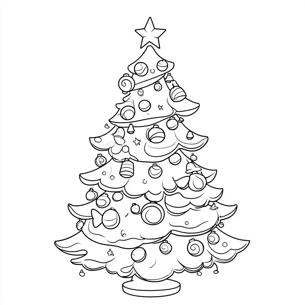 A Simple Christmas Tree Coloring Page for Toddlers.