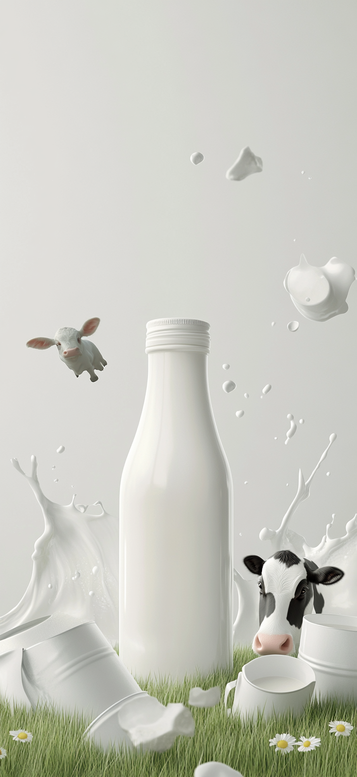 Dairy Farm Background with Milk Elements