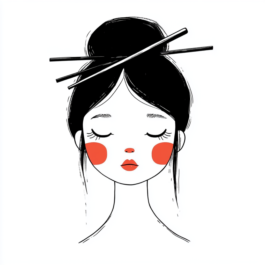 A Simple Drawing of a Japanese Woman