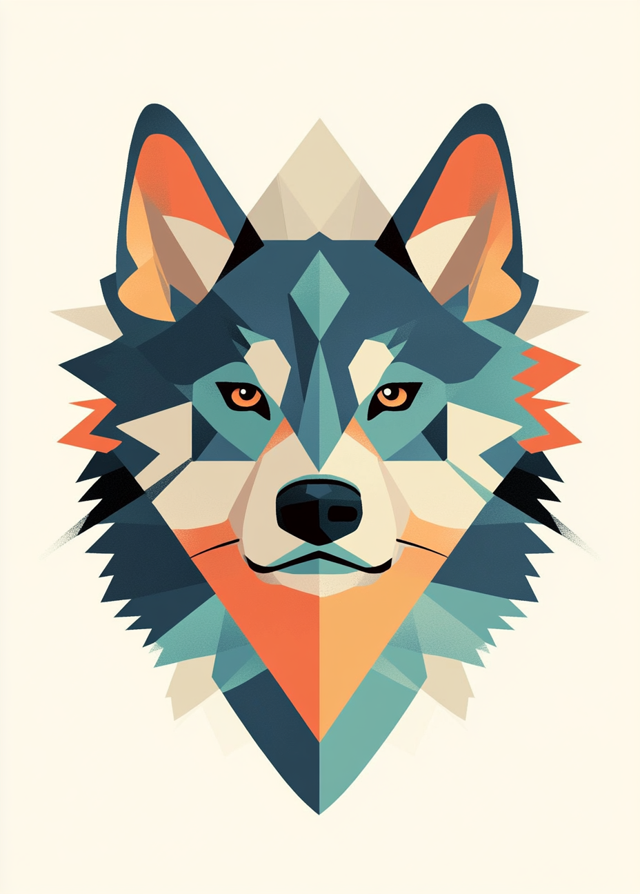 A Simple Huskie Head in Geometric Style