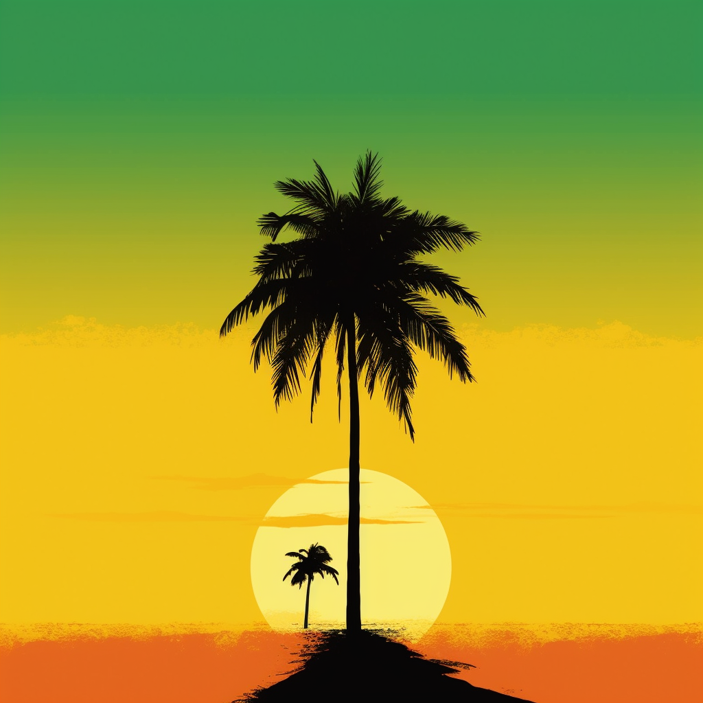 A Simple Palm Tree on a Bright Yellow Background