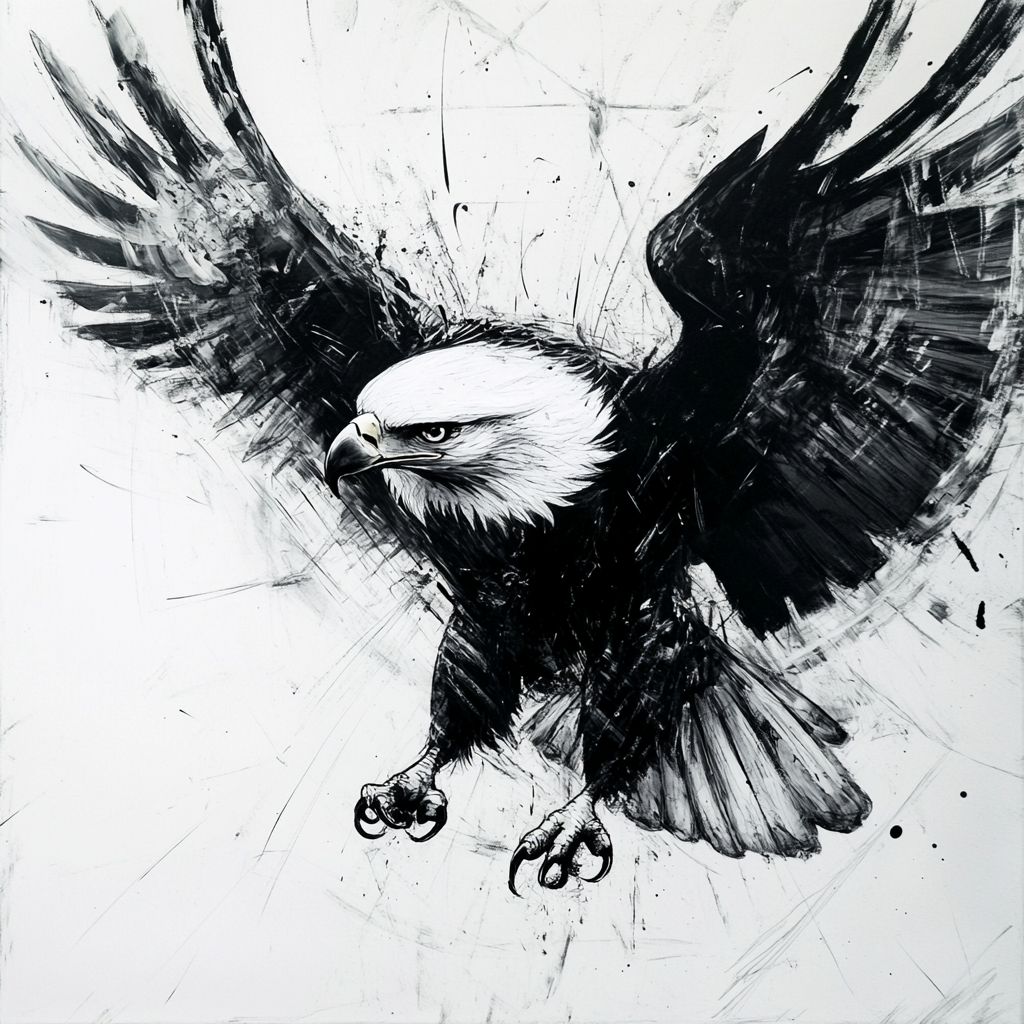 A Sketch of Eagle Flapping its Large Wings