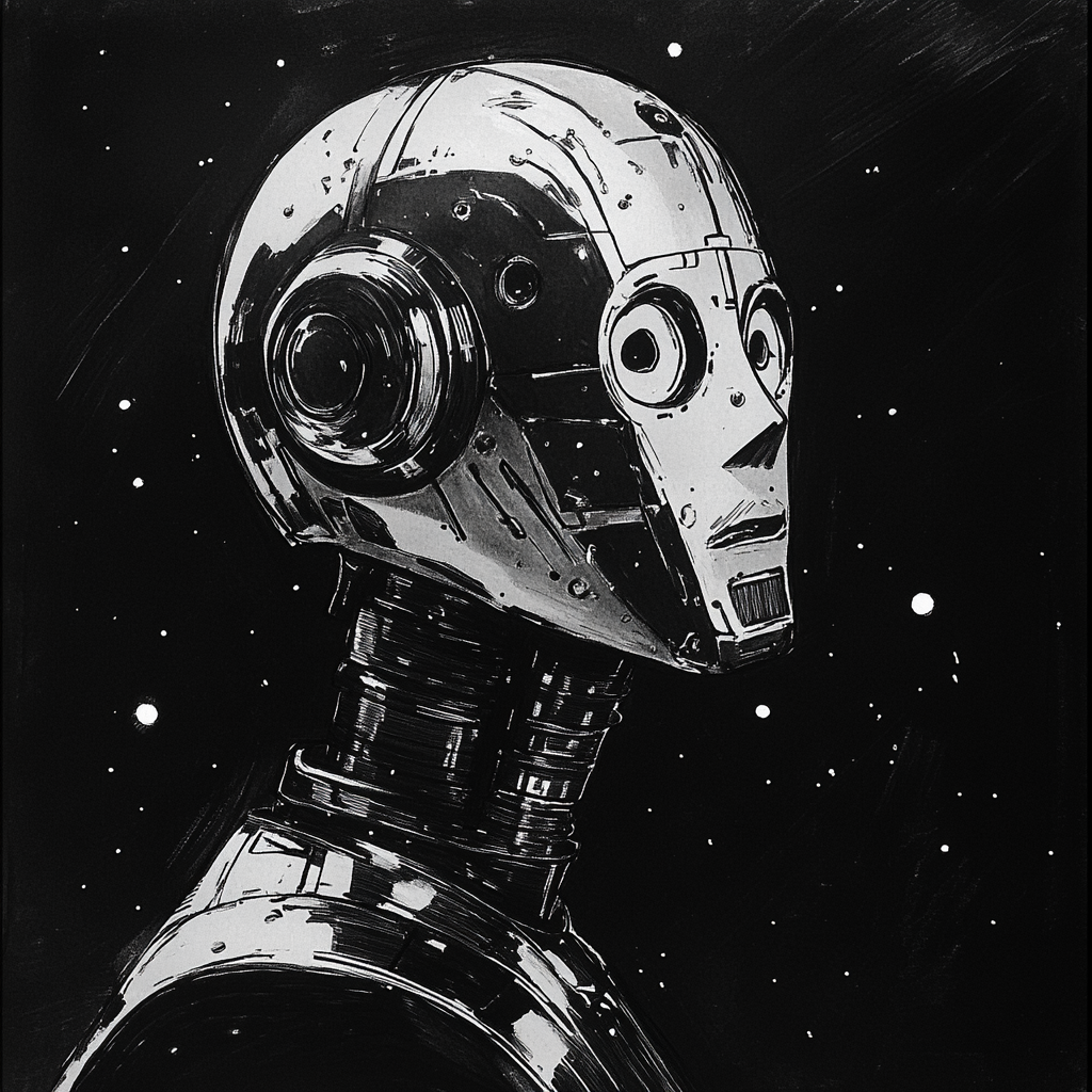 A Sketch of a Young Sci-Fi Android Portrait