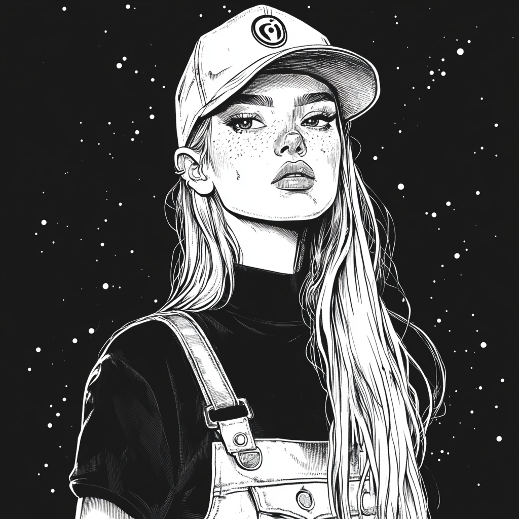 A Sketch of a Young Woman in Sci-Fi Fashion