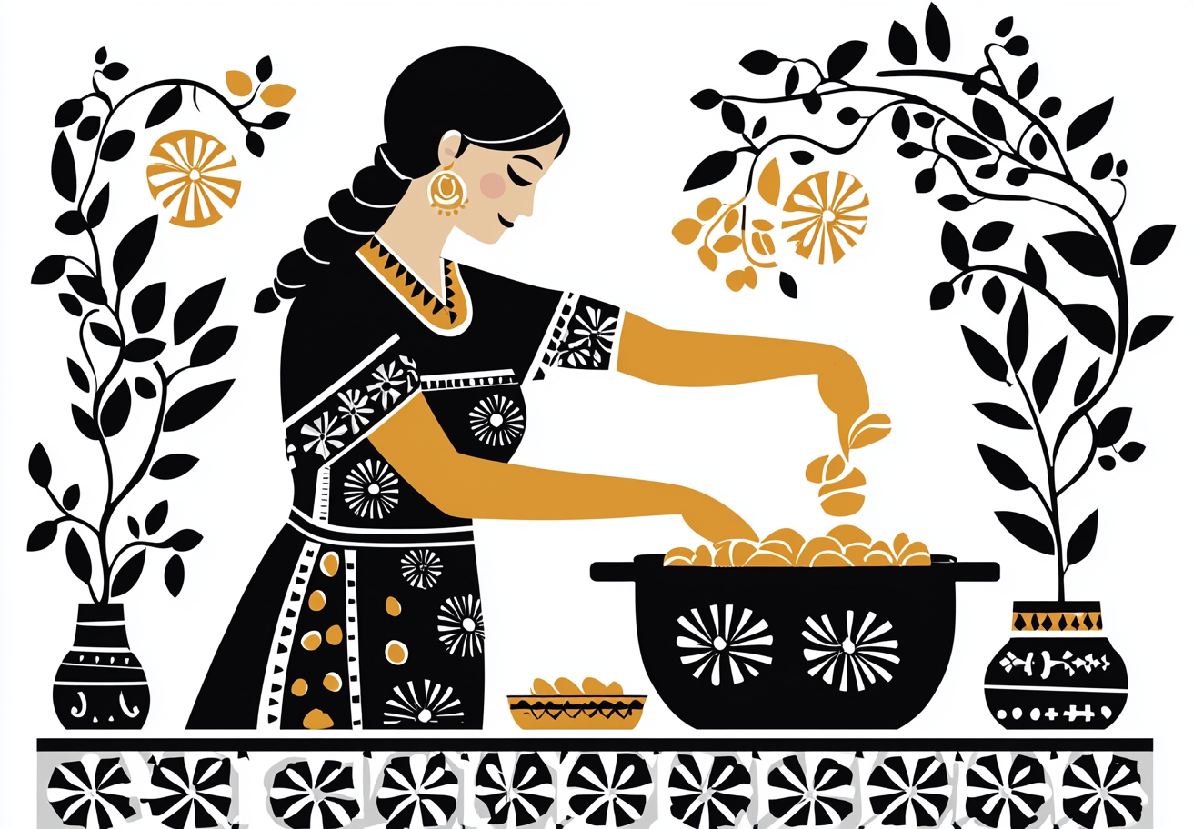 A Slavic Woman Cooks Orecchiette with Roman Patterns