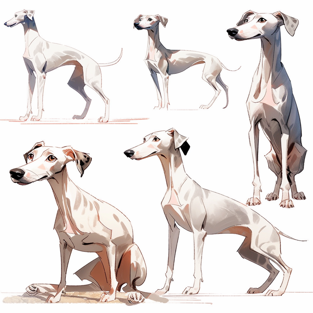 A Sleepy, Cute Whippet Dog Character in Animation