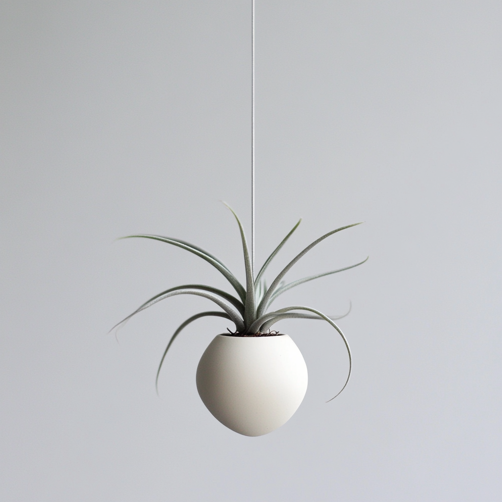 A Small White Hanging Plant Pot for Air Plants