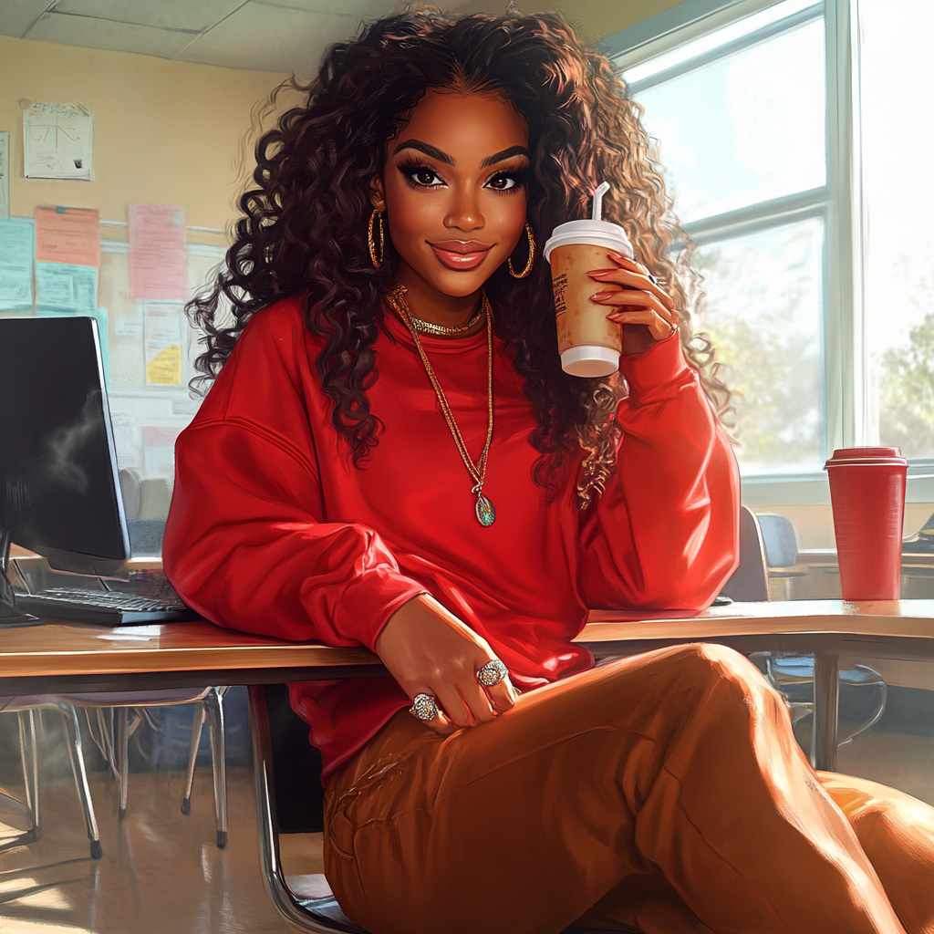 A Smiling African American Woman in Classroom