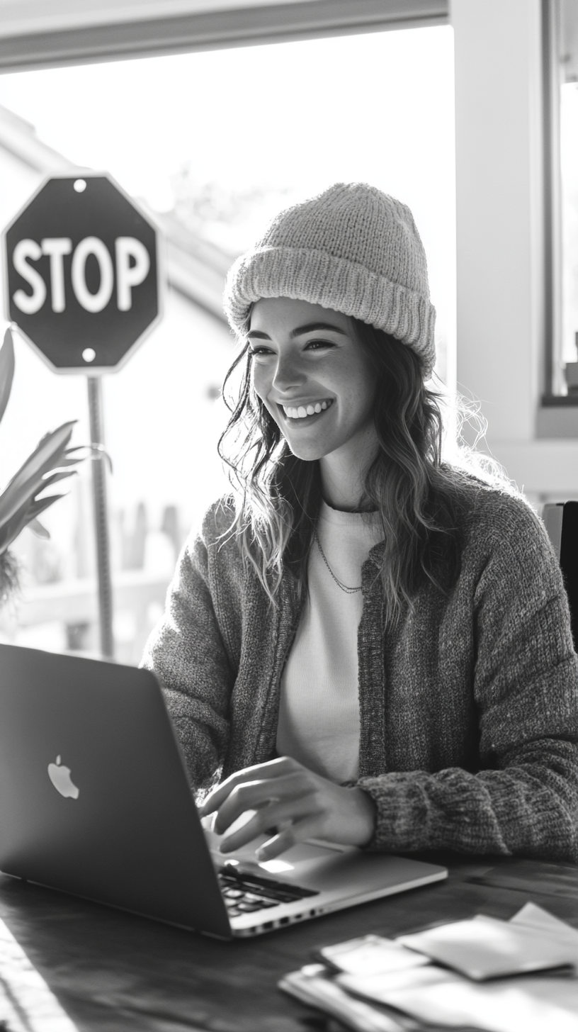 A Smiling Construction Worker Working From Home