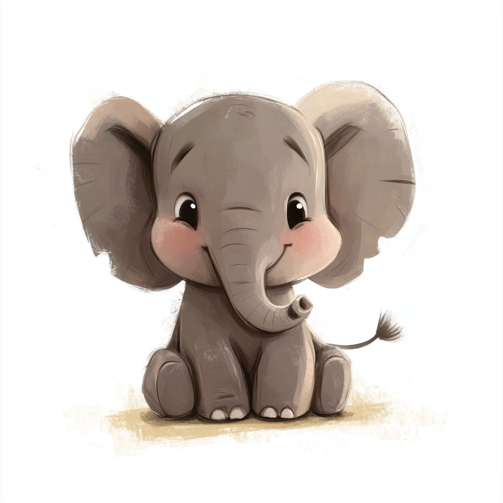 A Smiling Elephant with Big Ears and Tusks