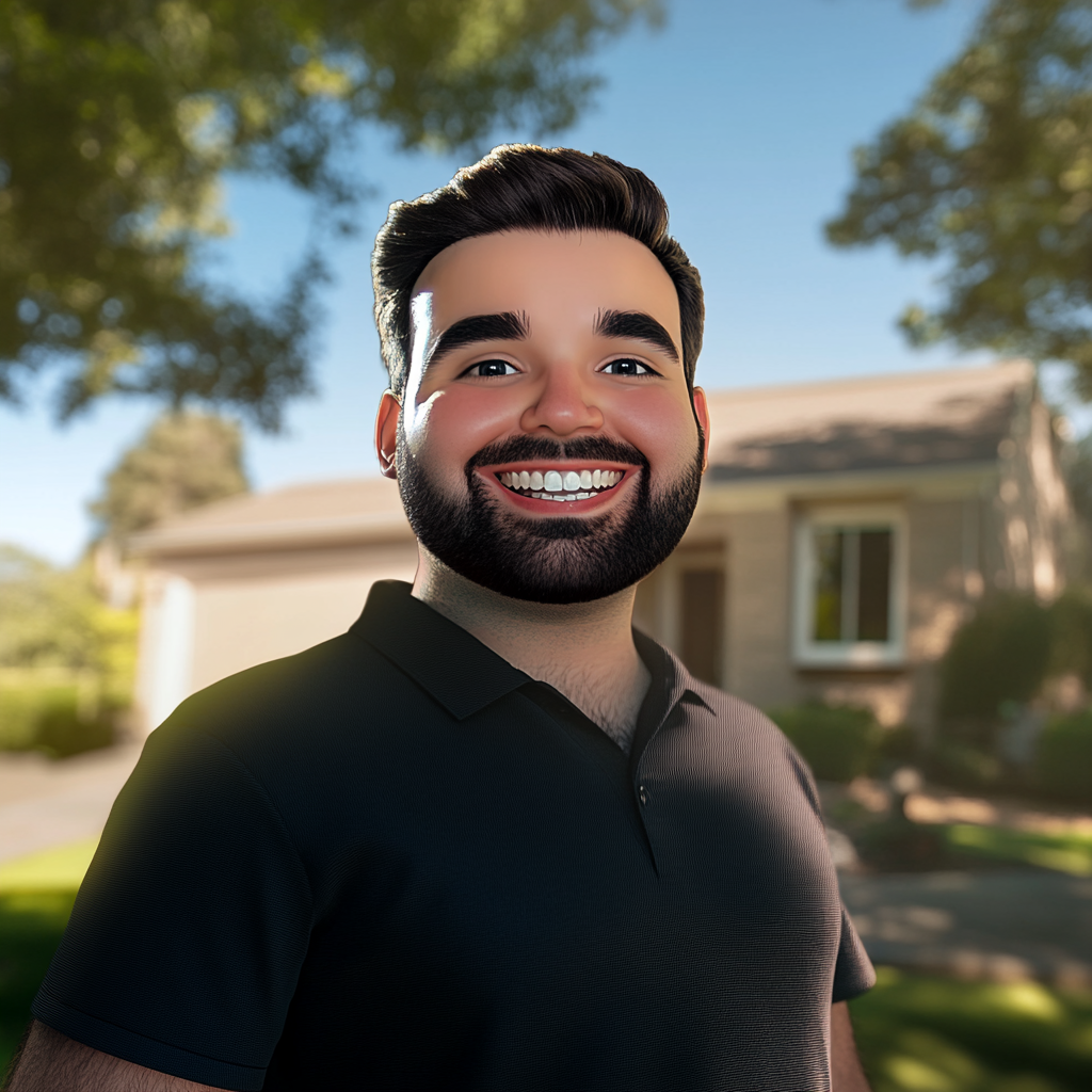 A Smiling Engineer at a Modern House