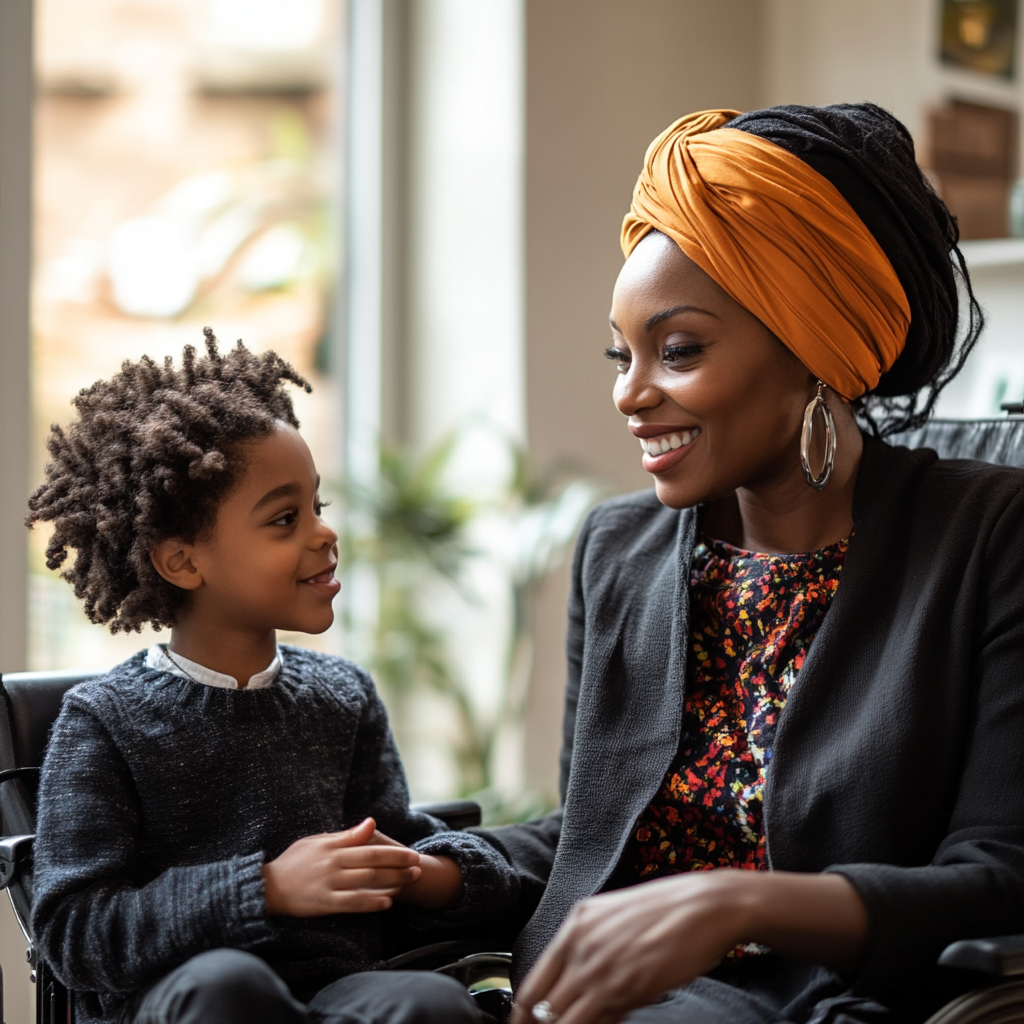 A Smiling Woman in a Turban Talks