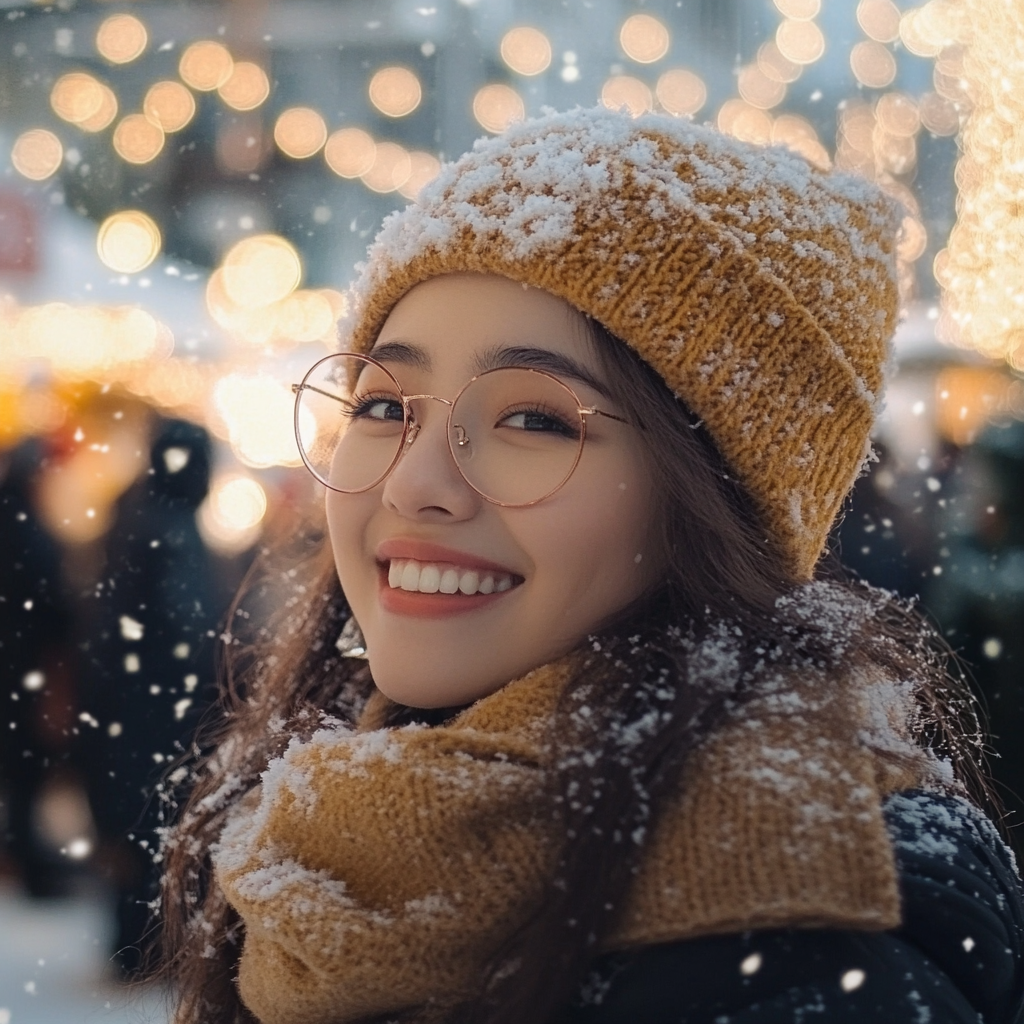 A Snowy Winter Afternoon in European Town