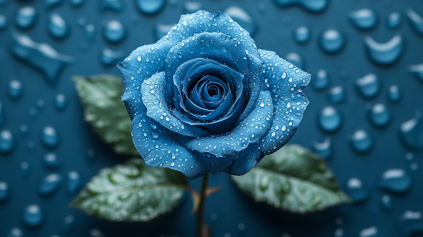 A Solitary Blue Rose on Textured Surface