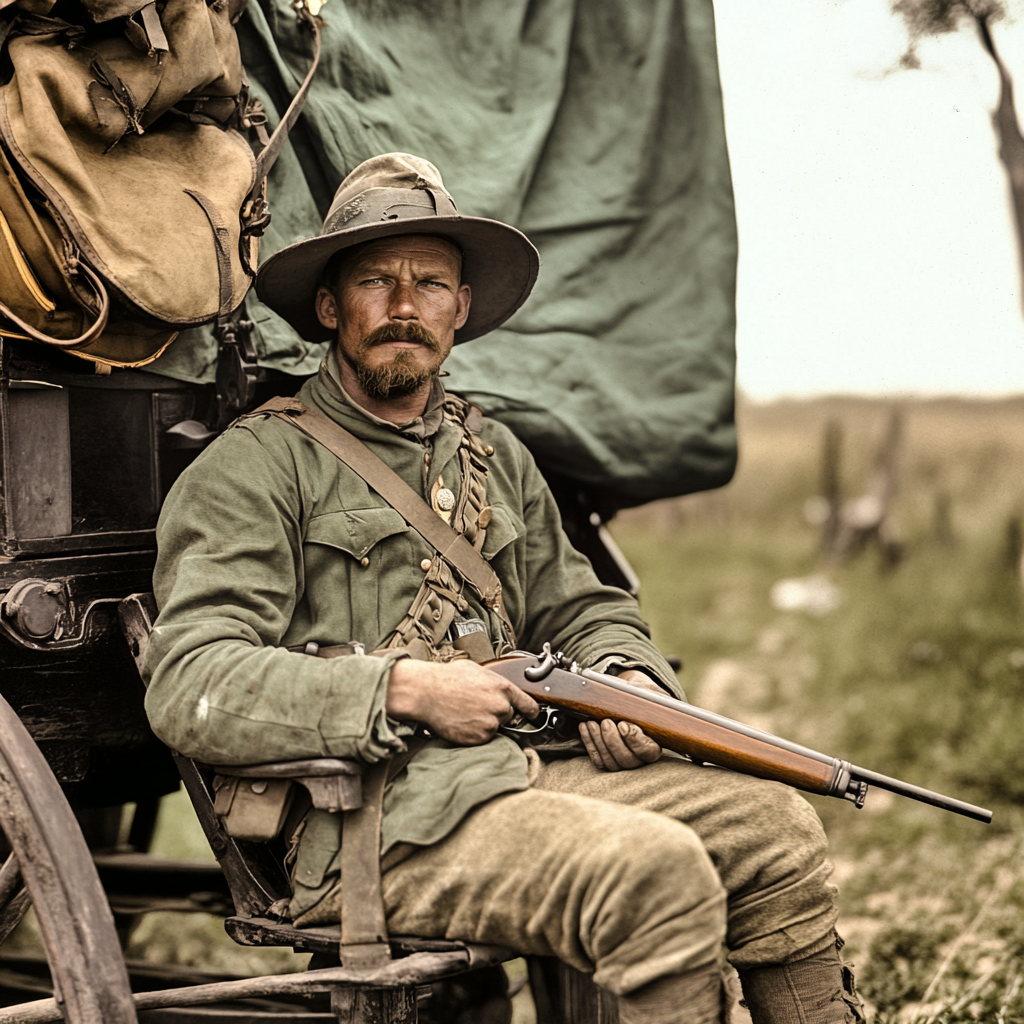 A South African Soldier and Wagon from 1900s