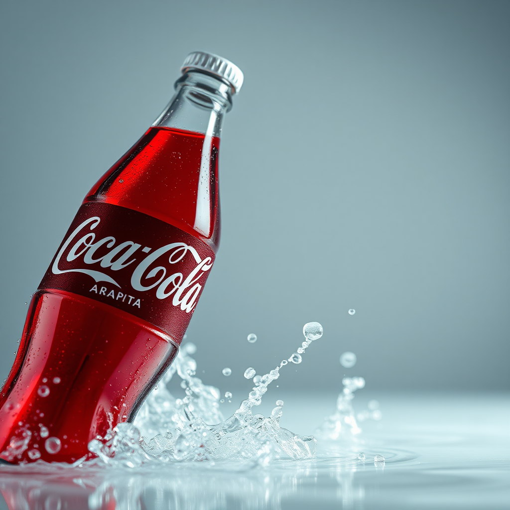 A Sparkling Coca-Cola Bottle on Water Image