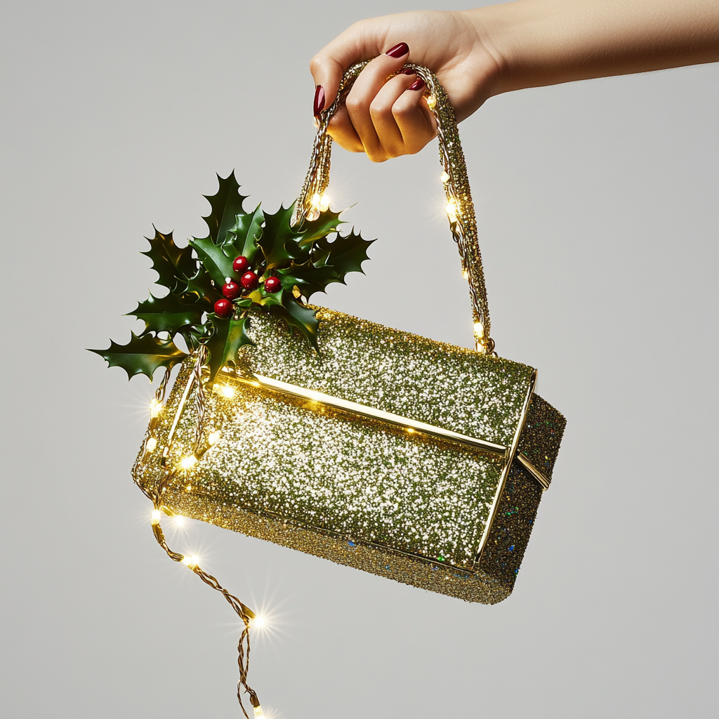 A Sparkly Holiday Purse with Festive Twinkle Lights