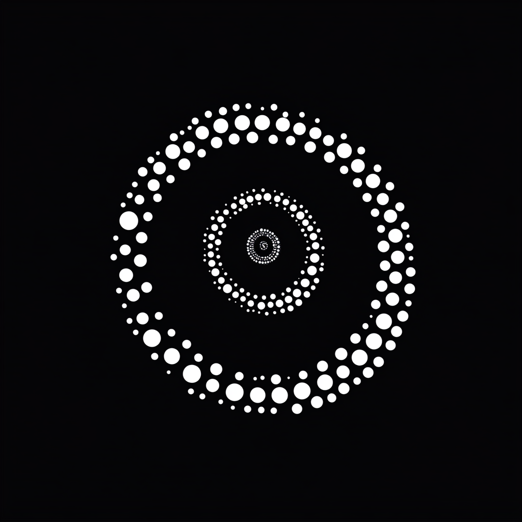 A Spiral of Dots in Abstract Circle Design