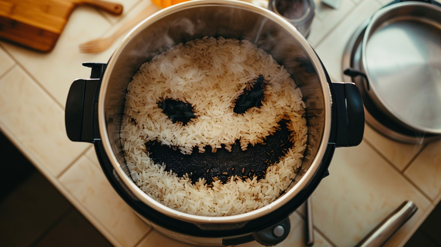 A Spotless Kitchen with Demon Face in Rice Cooker