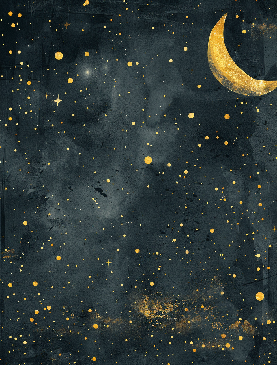 A Starry Night Sky with Glittering Stars and Moon.