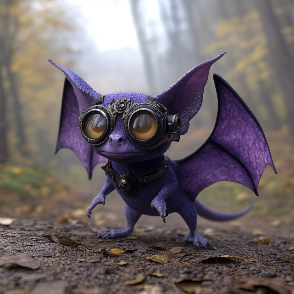 A Steampunk Bat in Enchanted Foggy Forest