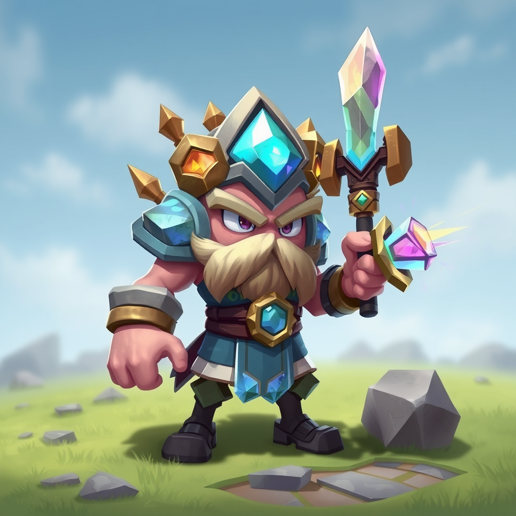 A Stone and Crystal Clash Game Character