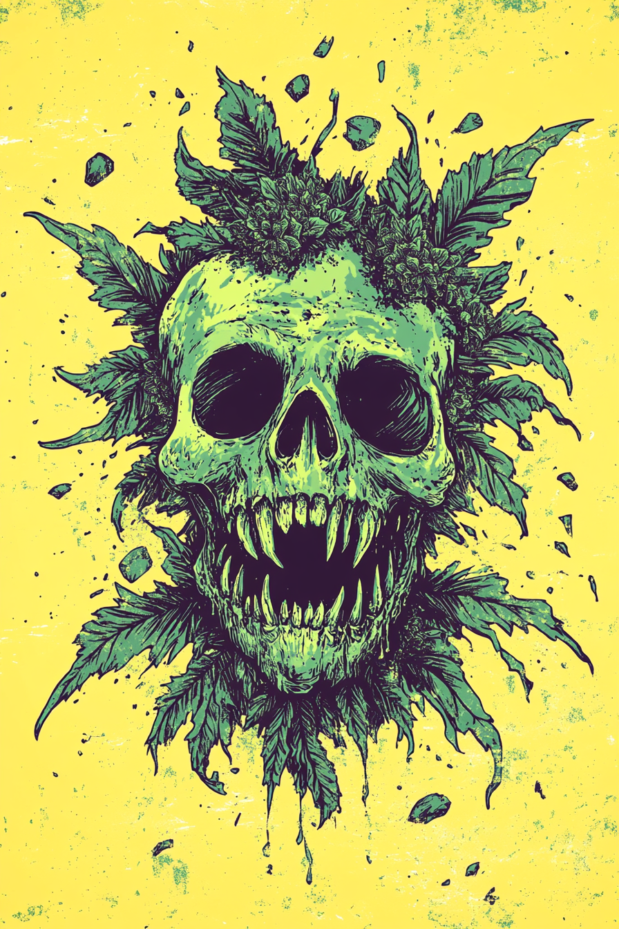 A Stoner Flower Nug Illustration on T-Shirt Graphic