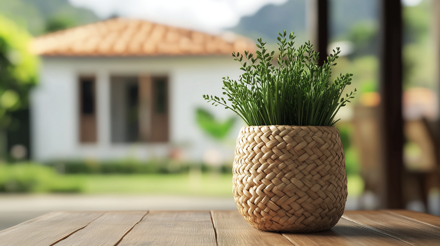 A Straw Vase with Plants