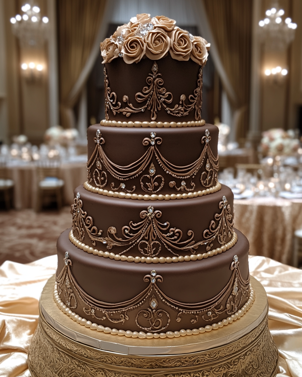 A Stunning Chocolate Victorian Wedding Cake Design