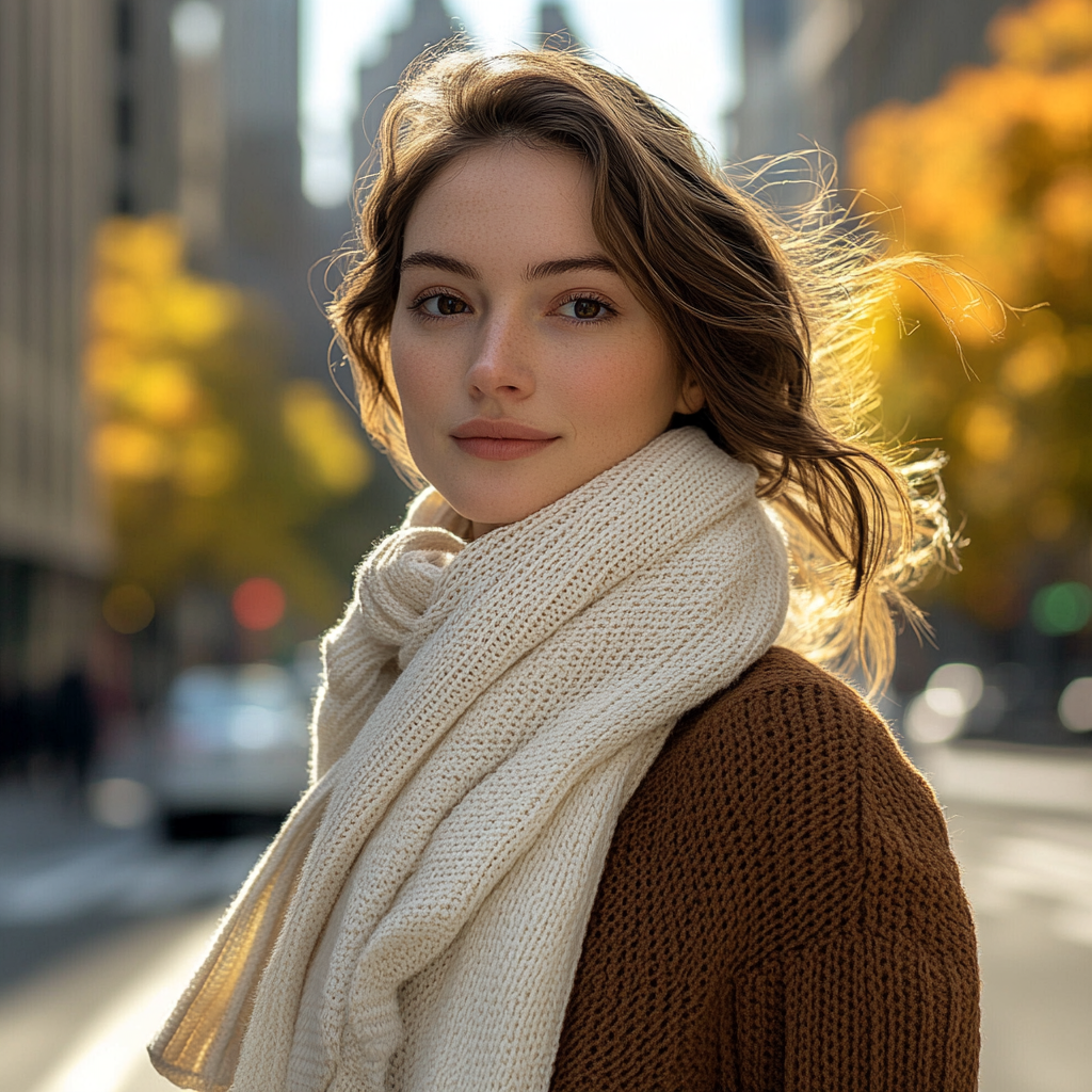 A Stylish Woman in Cozy Autumn Cityscape