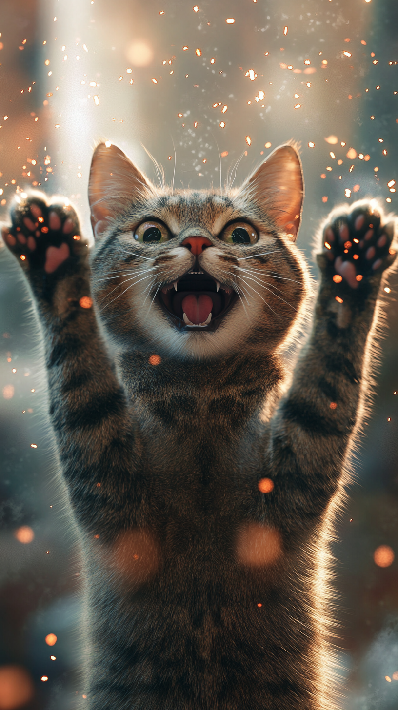 A Surprised Cat in Sparkly Energy.