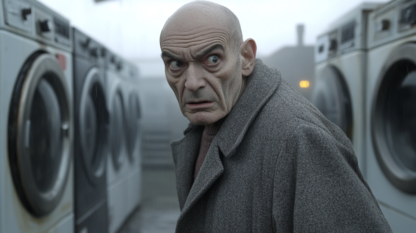 A Surprised Telly Savalas in Grey Coat