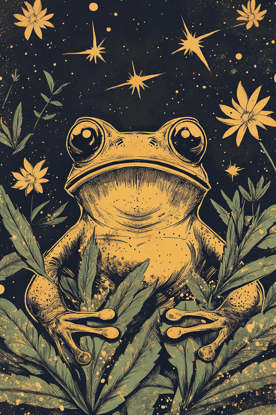 A Surreal Frog Flower Nug T-shirt Design