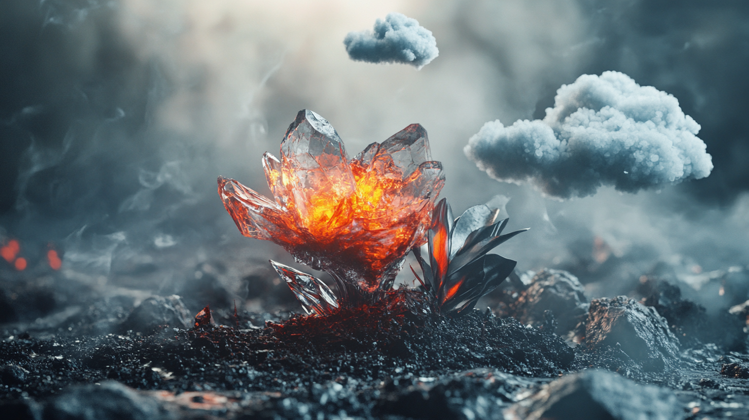 A Surreal Still Life with Frozen Flame, Stone Flowers