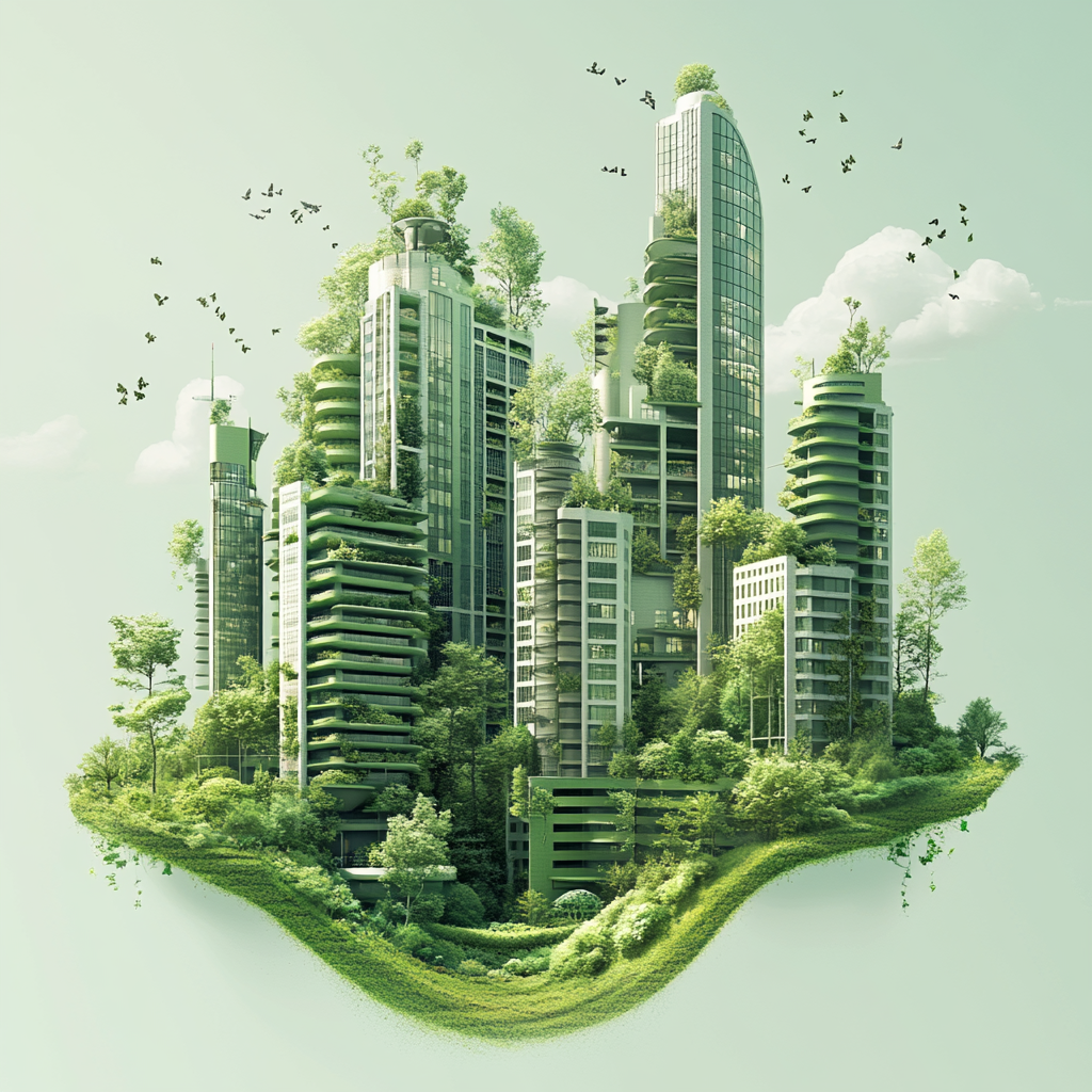 A Sustainable City with Green Buildings and Nature