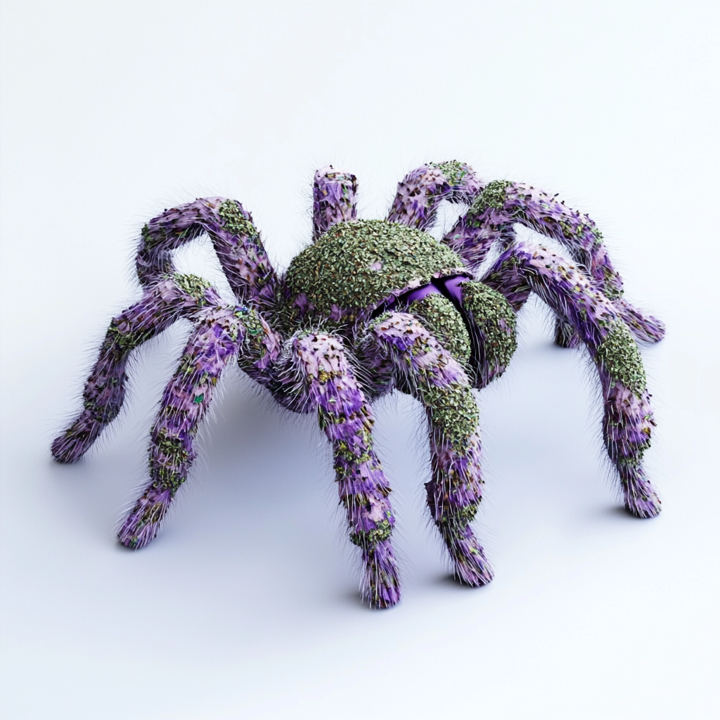 A Tarantula Sculpture with Weed Nuggets Background