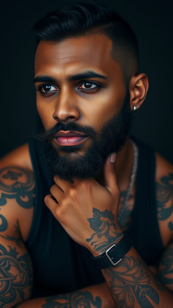 A Tattooed Black Man with Beard