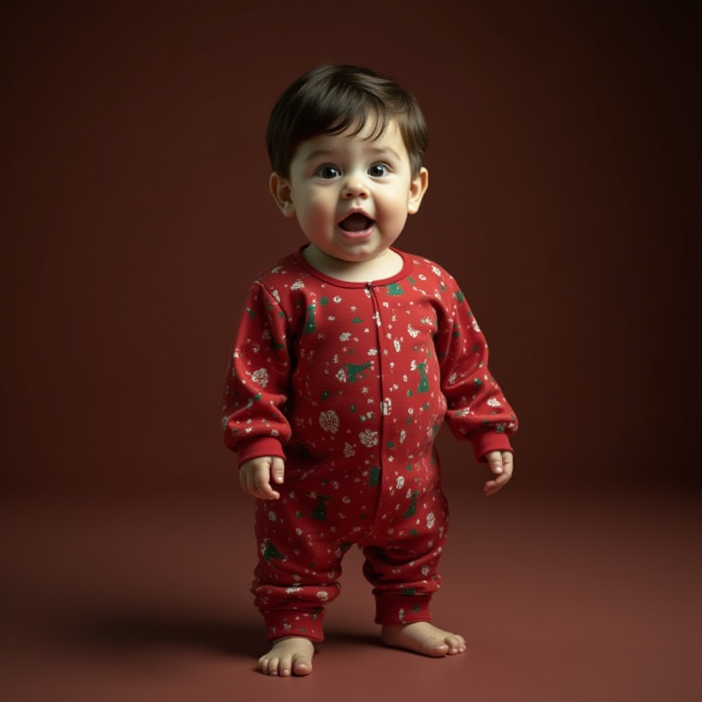 A Toddler Boy Growing Fatter on Christmas