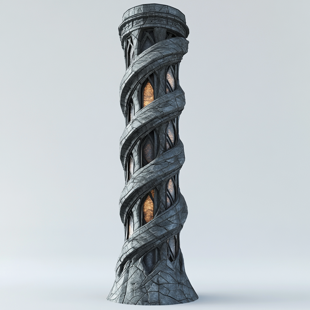 A Tower With Magical Runes and Darkened Glass