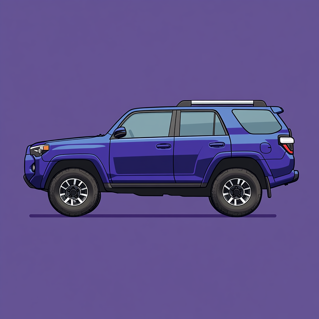 A Toyota 4Runner in blue and purple.