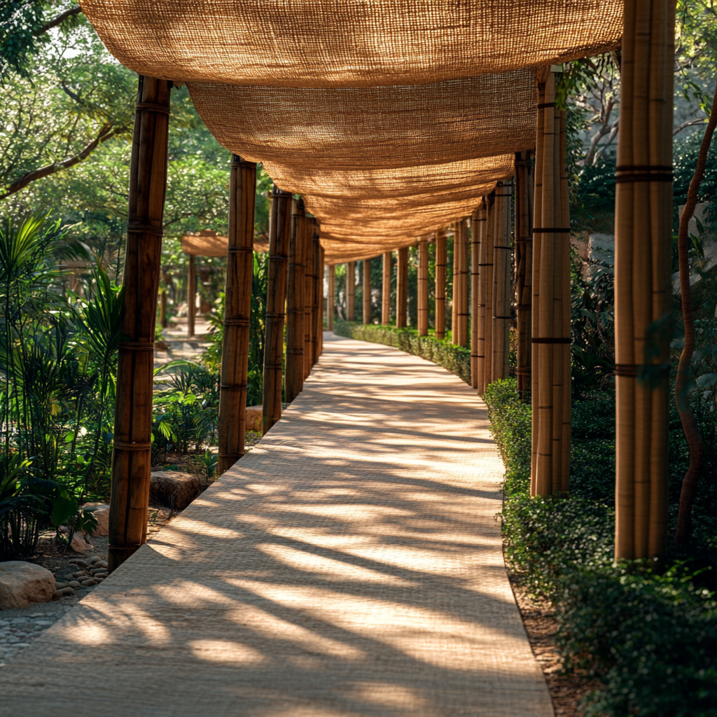 A Tranquil Jute Canopy Walkway in Nature