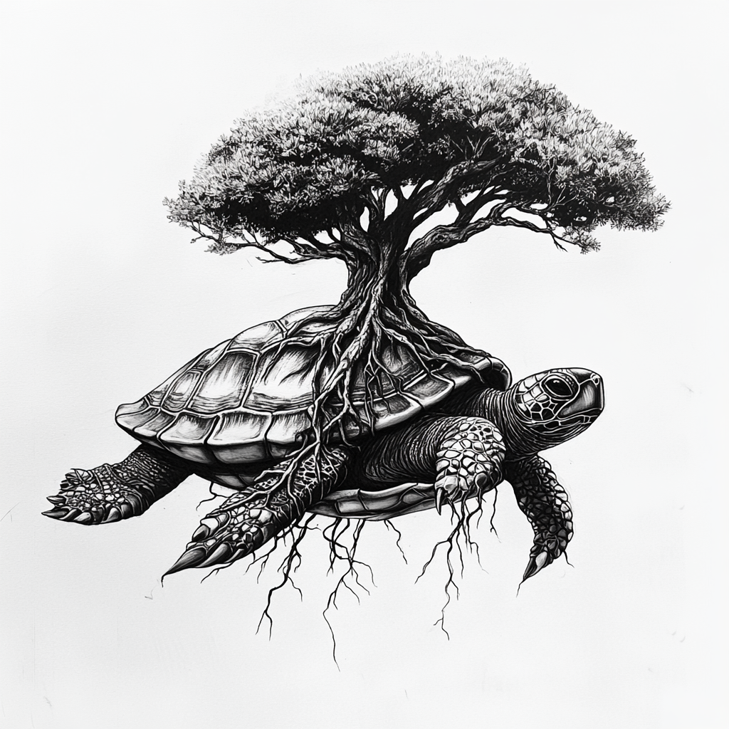 A Turtle Carrying a Tree on its Back