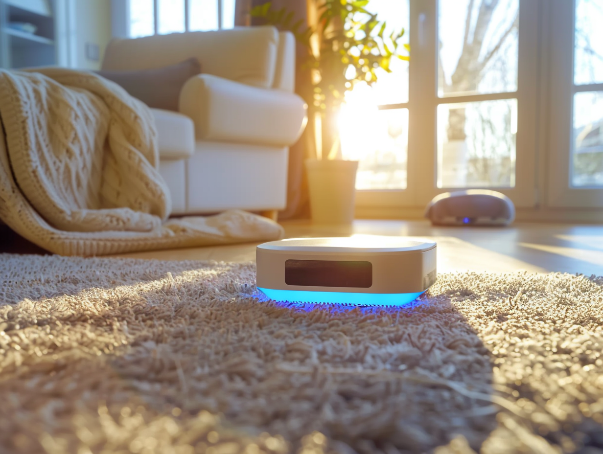 A UV Sterilizer Cleaning A Soft Carpet