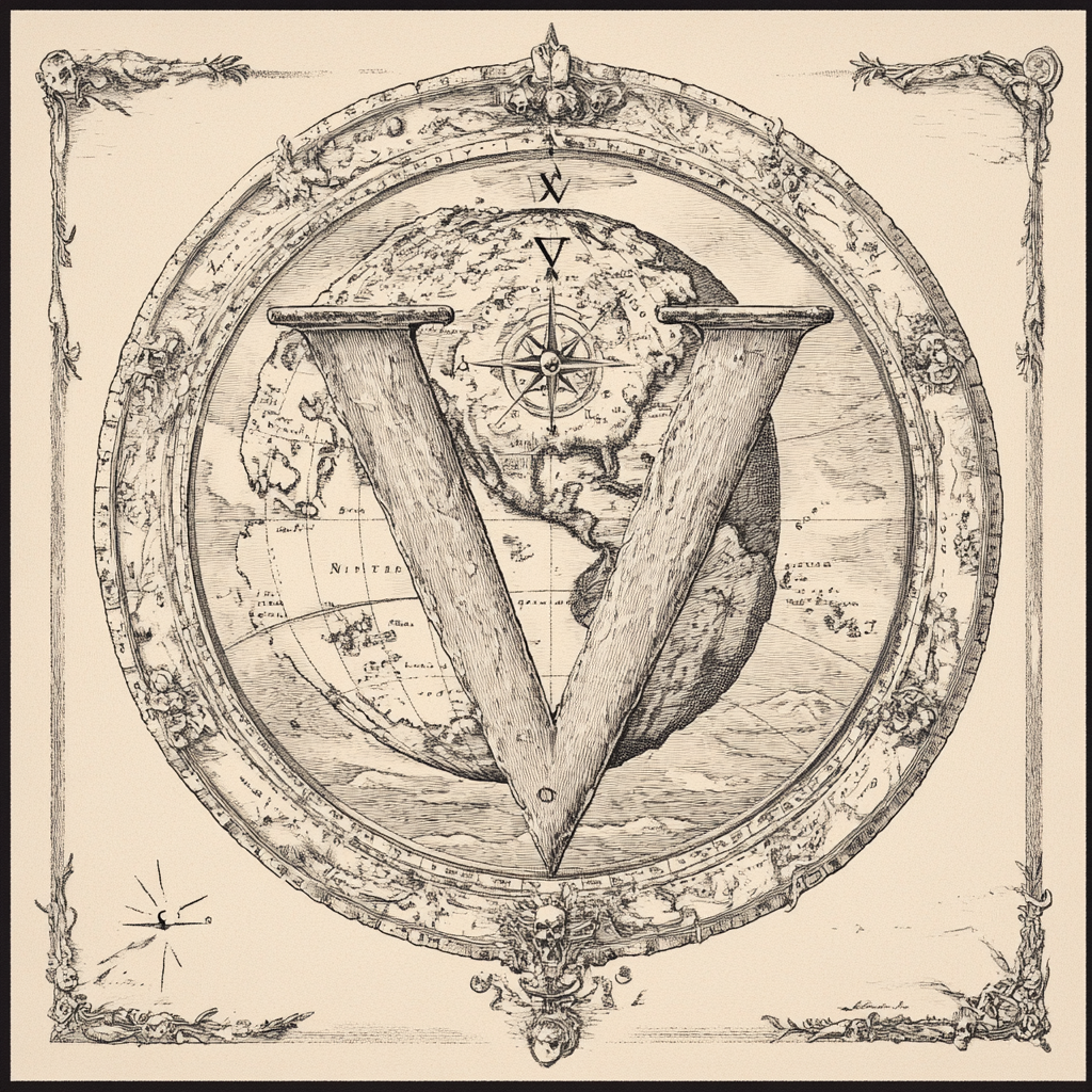 A V and O surrounded by earth map.